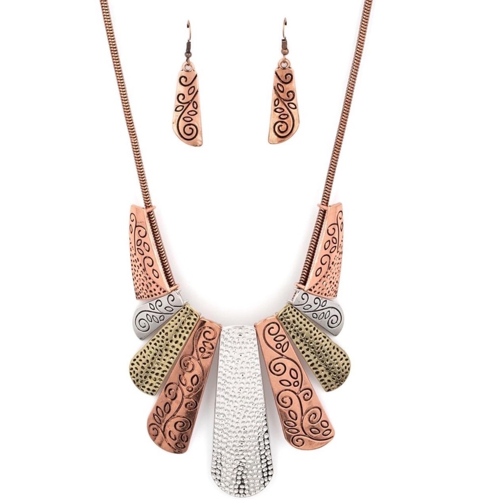 NEW Mixed Metals Earrings & Necklace Set. Untamed